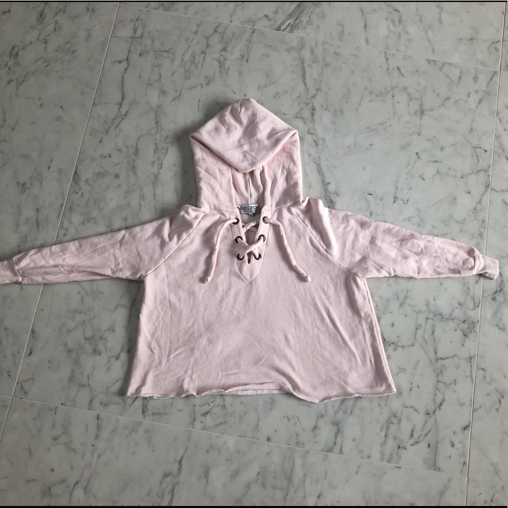 Wildfox Hutton Lace-up Sweatshirt in Seashell Pink